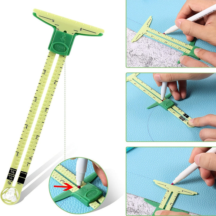 5-in-1 Sliding Gauge Sewing Tool Fabric Quilting Ruler For Knitting Crafting Image 3