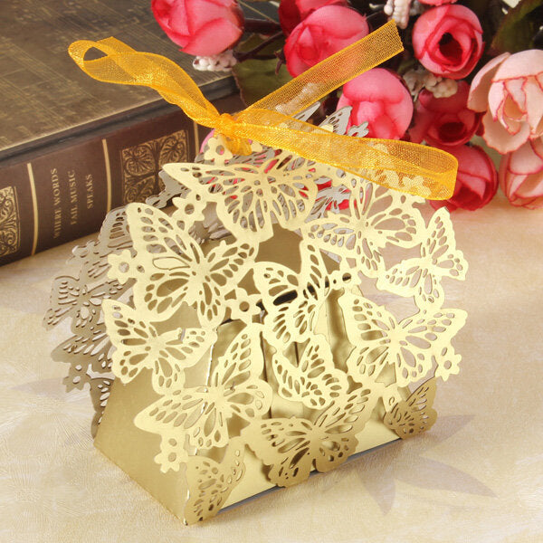 50pcs Candy Sweet Ribbons Butterfly Boxes Wedding Party Gift Candy Box Image 2