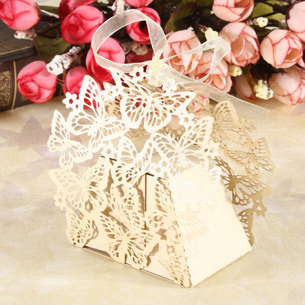 50pcs Candy Sweet Ribbons Butterfly Boxes Wedding Party Gift Candy Box Image 4