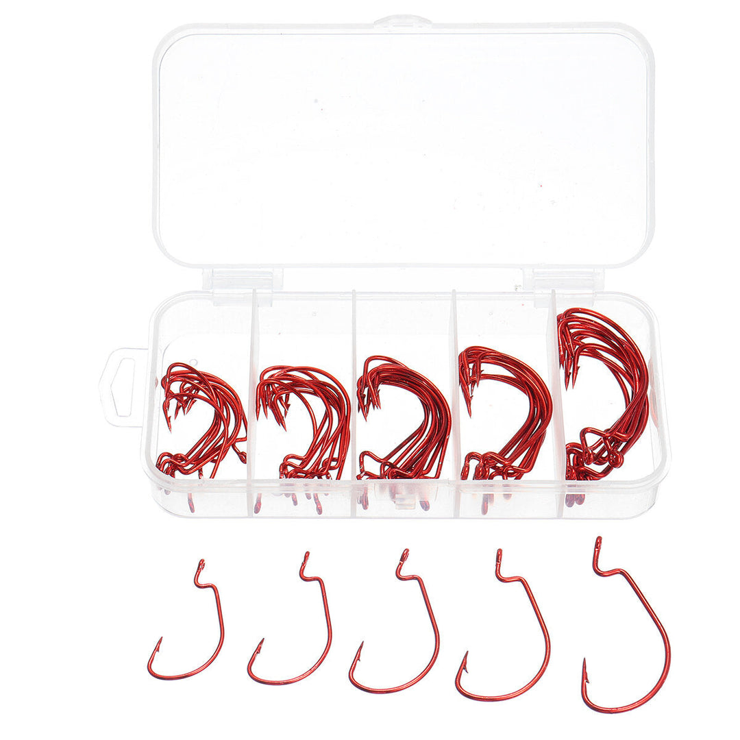 50PCS Three-color Fishing Hooks Light Portable Fishing Hooks with Storage Box Image 3