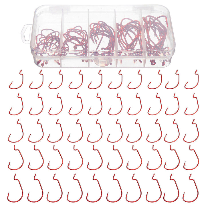 50PCS Three-color Fishing Hooks Light Portable Fishing Hooks with Storage Box Image 5