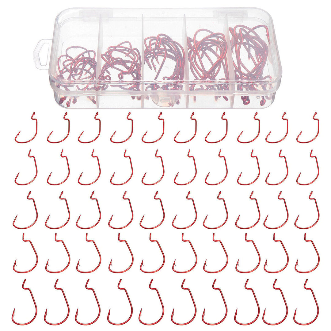 50PCS Three-color Fishing Hooks Light Portable Fishing Hooks with Storage Box Image 1