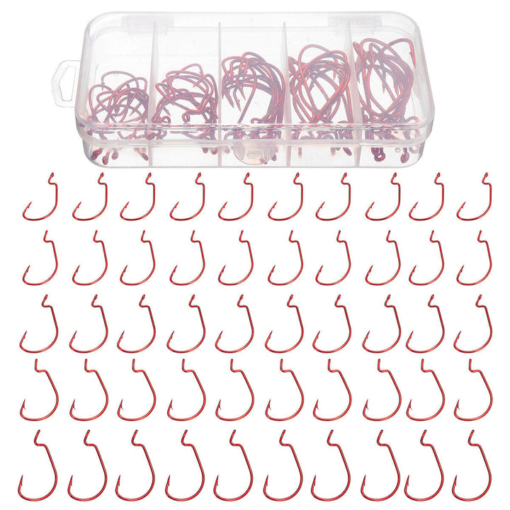 50PCS Three-color Fishing Hooks Light Portable Fishing Hooks with Storage Box Image 1