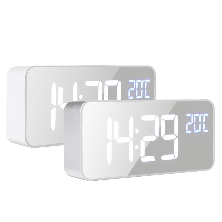 5V 1A Digital Mirror Music LED Clock with Voice Control Two sets of Alarm Switches Image 1