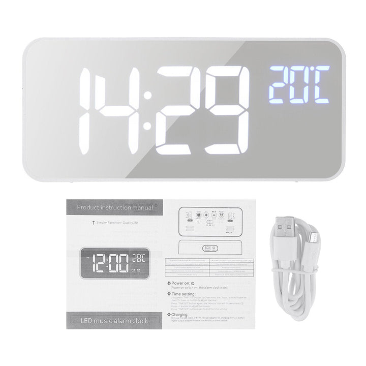 5V 1A Digital Mirror Music LED Clock with Voice Control Two sets of Alarm Switches Image 10