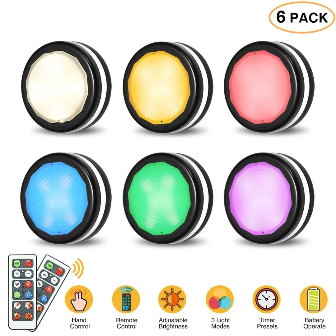 6 Pack RGB Under Cabinet Lights Led Wireless Closet with remote control Wall Lamp for Kitchen Without Battery Image 1