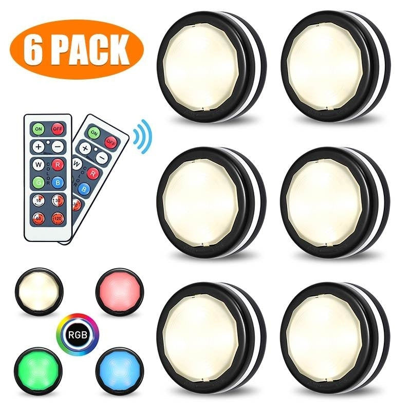 6 Pack RGB Under Cabinet Lights Led Wireless Closet with remote control Wall Lamp for Kitchen Without Battery Image 7