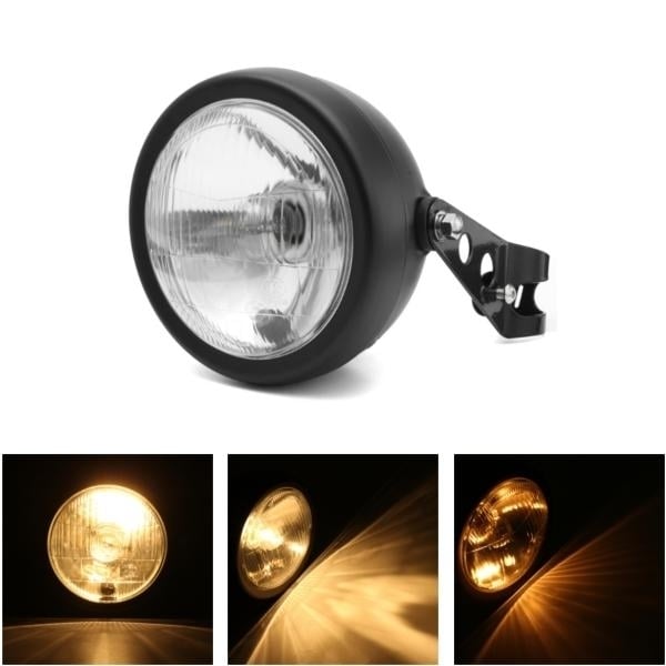 6.5 inch 12V Motorcycle Headlight Hi,lo Beam Matte Black Mount Bracket Cafe Racer For Honda Image 9