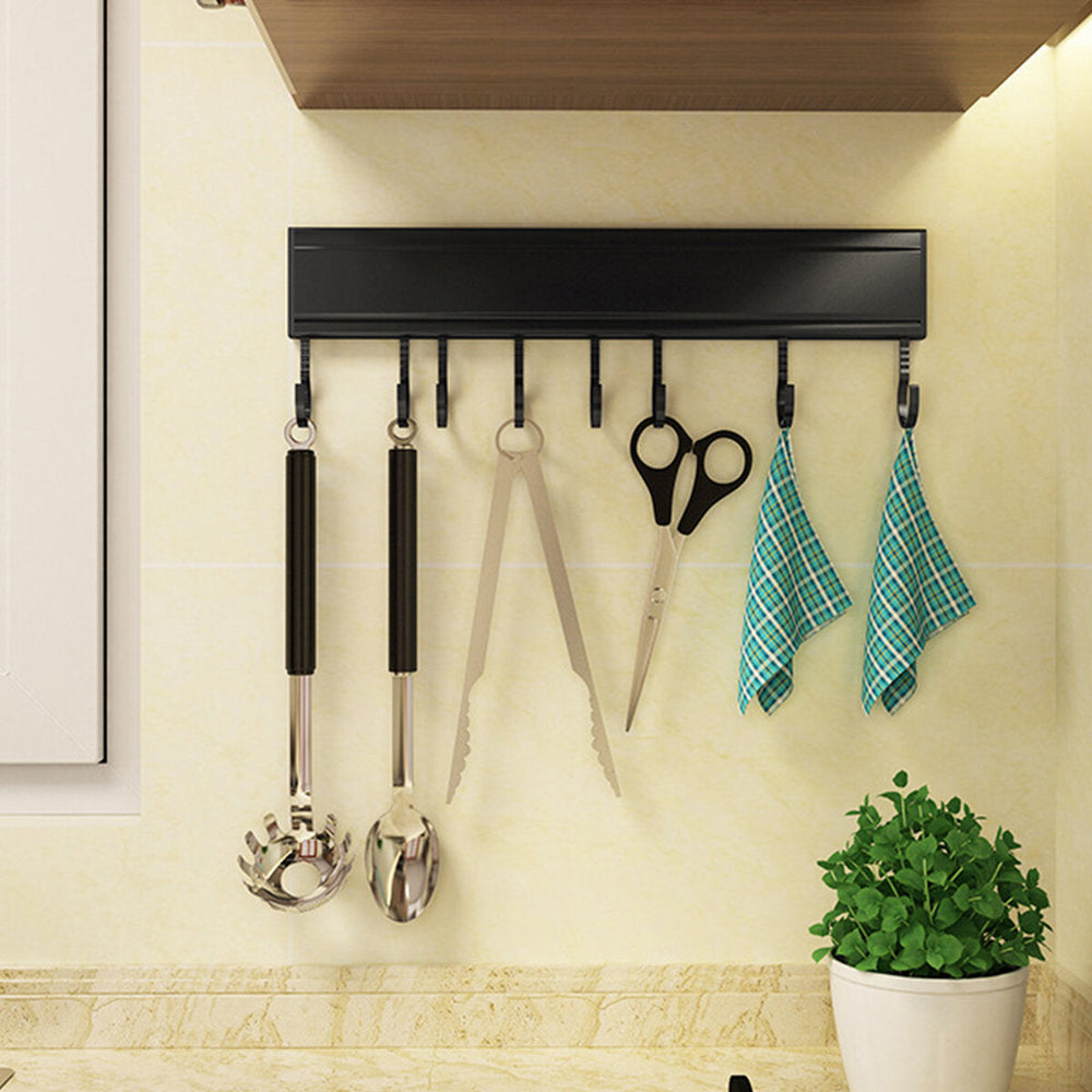 6,8,10 Hooks Wall-mounted Construction Hook Aluminum Wall Mounted Rack Coat Hat Cloth Hanger Umbrella Movable Hook Image 2