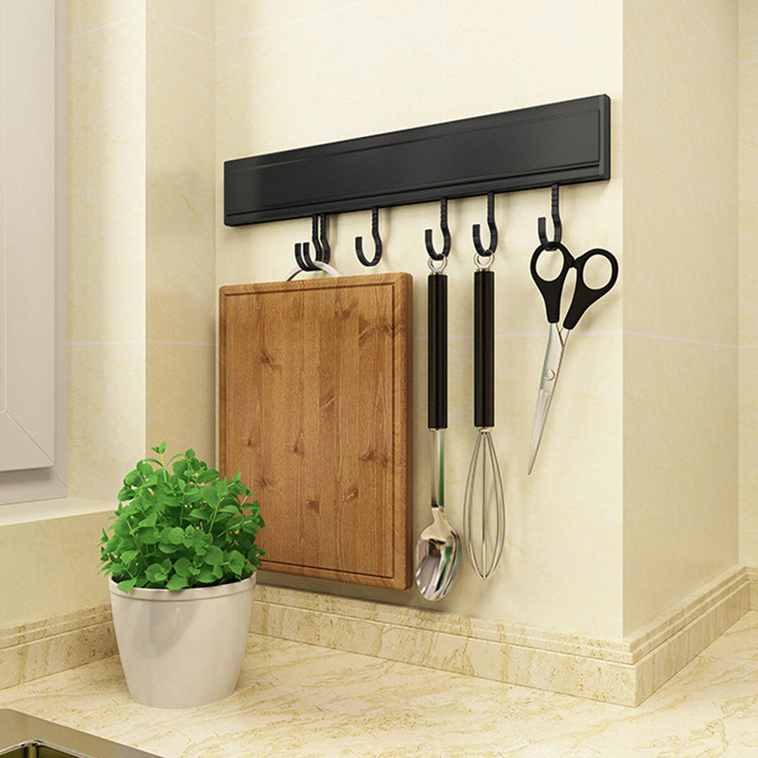 6,8,10 Hooks Wall-mounted Construction Hook Aluminum Wall Mounted Rack Coat Hat Cloth Hanger Umbrella Movable Hook Image 4