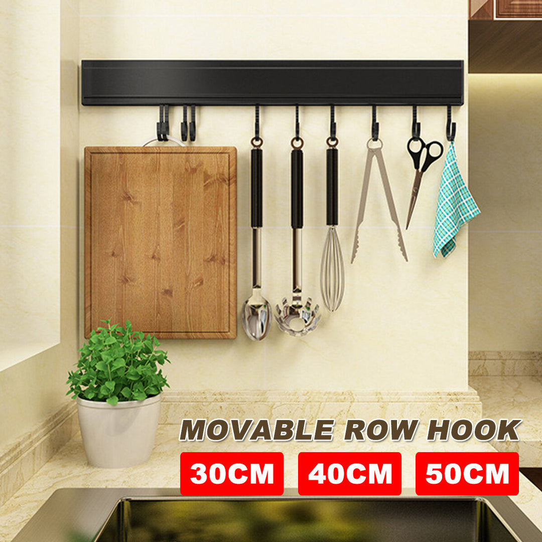 6,8,10 Hooks Wall-mounted Construction Hook Aluminum Wall Mounted Rack Coat Hat Cloth Hanger Umbrella Movable Hook Image 5