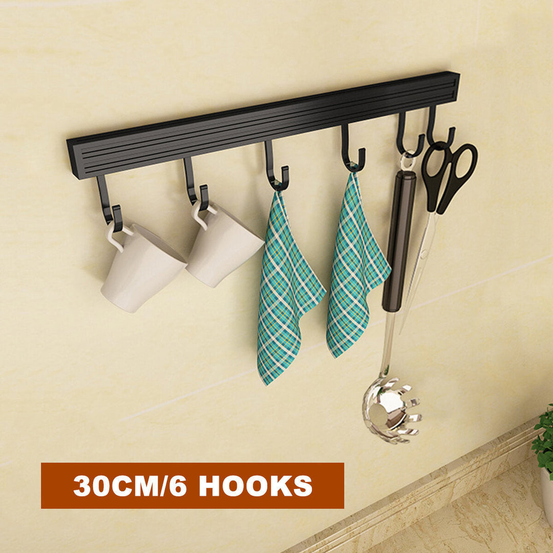 6,8,10 Hooks Wall-mounted Construction Hook Aluminum Wall Mounted Rack Coat Hat Cloth Hanger Umbrella Movable Hook Image 1