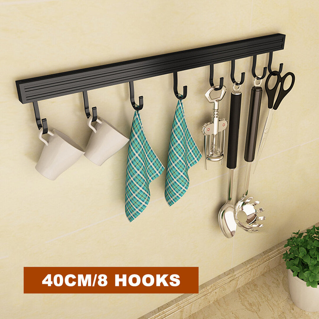 6,8,10 Hooks Wall-mounted Construction Hook Aluminum Wall Mounted Rack Coat Hat Cloth Hanger Umbrella Movable Hook Image 7