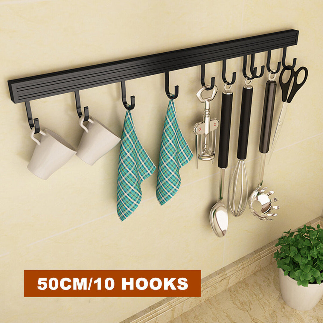 6,8,10 Hooks Wall-mounted Construction Hook Aluminum Wall Mounted Rack Coat Hat Cloth Hanger Umbrella Movable Hook Image 8