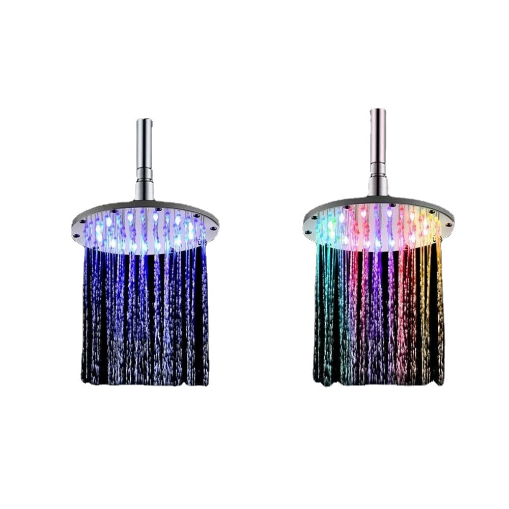 6,8,10 Inch LED Rainfall Shower Head Round Shower Head Automatically RGB Color-Changing Temperature Sensor Showerhead Image 1