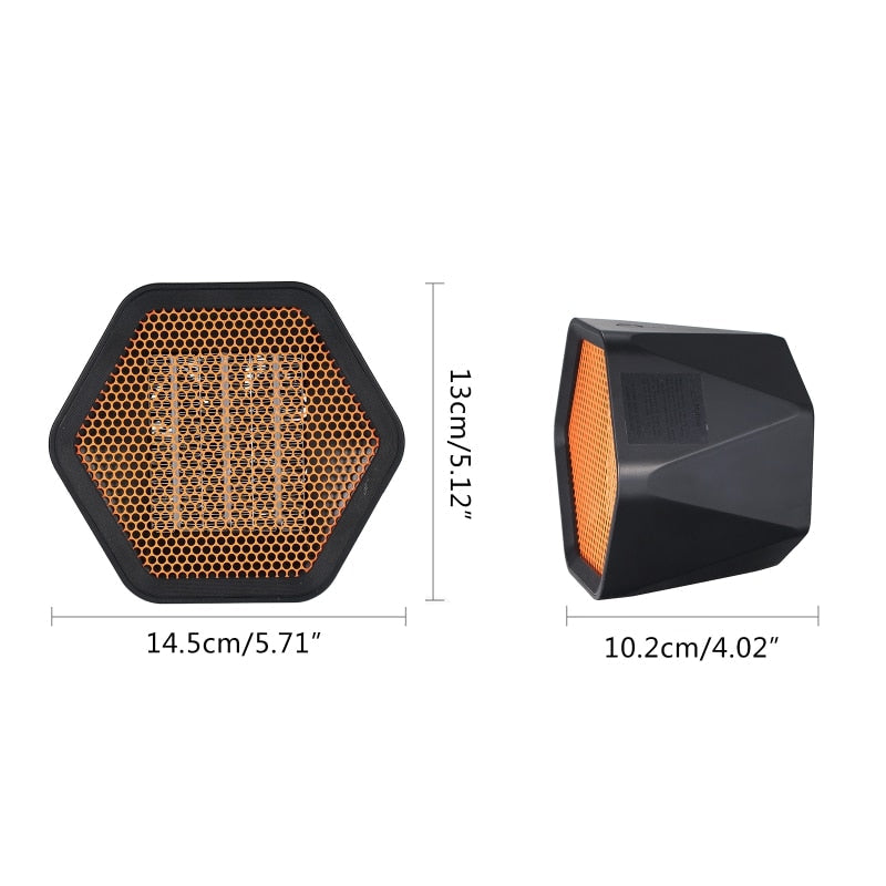 600,1000W Silent Mini Electric Heater Temperature Control Hexagonal Desktop Heating Warmer Air Fan Image 3