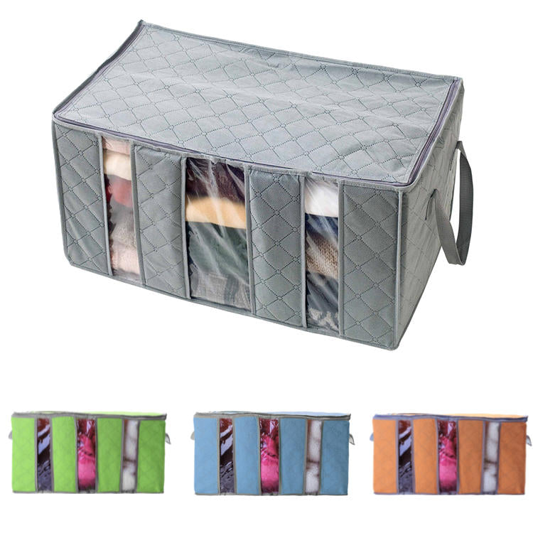 60x35x35cm Non Woven Clothes Quilt Storage Bag Dustproof Moisture Proof Organizer Bag with Zipper Image 1