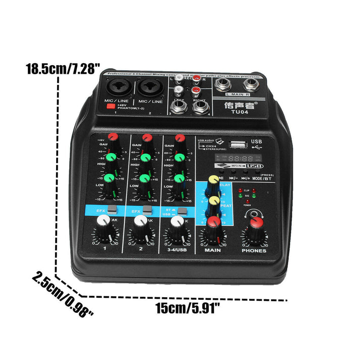 6W Portable bluetooth Sound Card 4 Channel Mixing Console Home Mini USB Mixer with UK US Plug Image 4