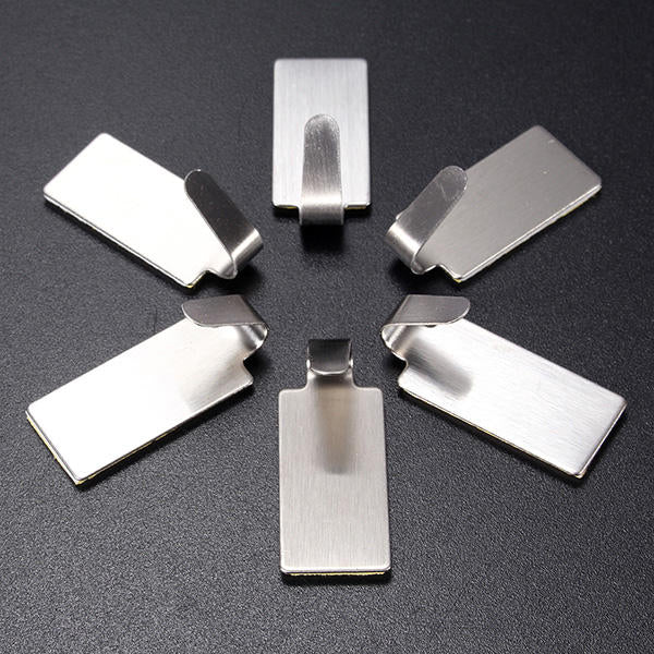 6Pcs Stainless Steel Adhesive Clothes Hanger Hook Wall Door Hook Bathroom Towel Holder Image 3