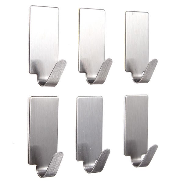 6Pcs Stainless Steel Adhesive Clothes Hanger Hook Wall Door Hook Bathroom Towel Holder Image 7