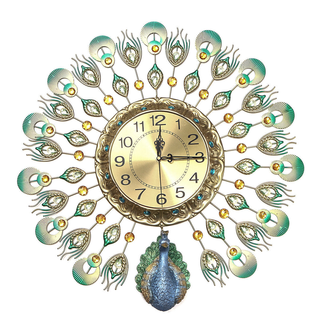 60x60cm Luxury Peacock Wall Clocks Living Room Wall Home Decoration Xmas Gift Image 1