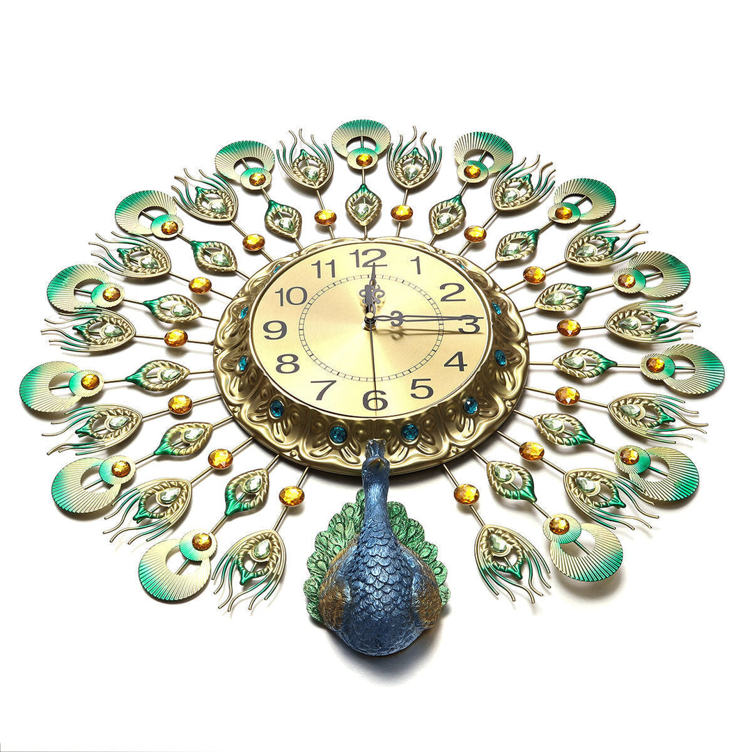 60x60cm Luxury Peacock Wall Clocks Living Room Wall Home Decoration Xmas Gift Image 8