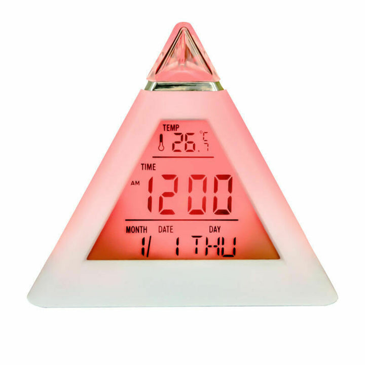 7 Colors Colorful LCD Alarm Clock Night Light Thermometer Digital Wall Clock Calendar Digital LED Alarm Clocks Image 1