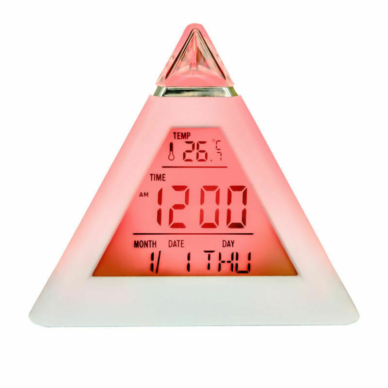 7 Colors Colorful LCD Alarm Clock Night Light Thermometer Digital Wall Clock Calendar Digital LED Alarm Clocks Image 1