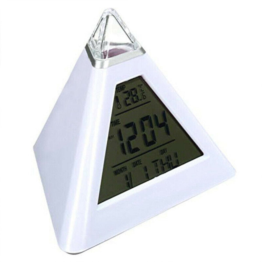 7 Colour LCChanging Triangle Digital Alarm Clock Night Light Bedside Desk Lamp Image 1