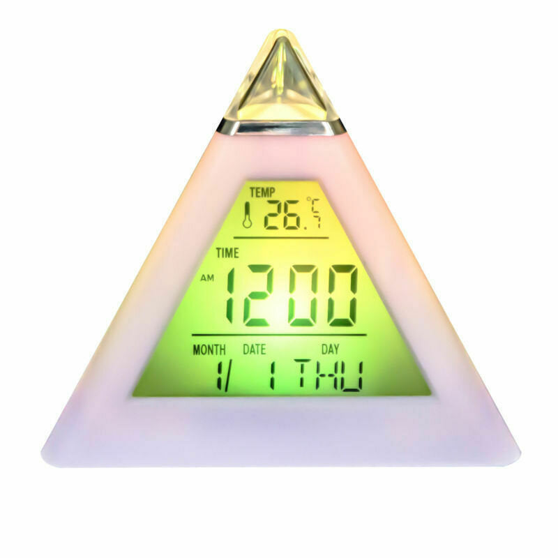 7 Colors Colorful LCD Alarm Clock Night Light Thermometer Digital Wall Clock Calendar Digital LED Alarm Clocks Image 7