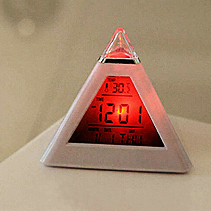 7 Colour LCChanging Triangle Digital Alarm Clock Night Light Bedside Desk Lamp Image 7