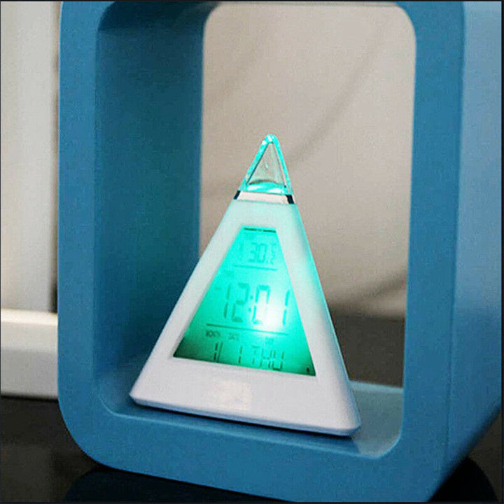 7 Colour LCChanging Triangle Digital Alarm Clock Night Light Bedside Desk Lamp Image 8