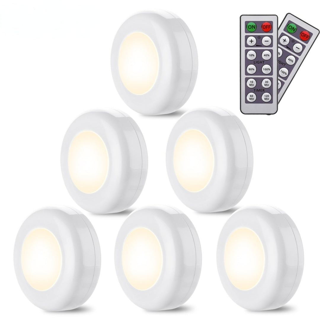 6Pcs LED Cabinet Light Closet Lamp with Two Remote Controller 4000K Night Lights for Kitchen Bedroom Corridor Image 1