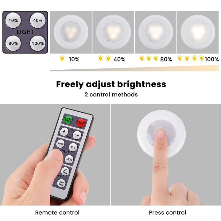 6Pcs LED Cabinet Light Closet Lamp with Two Remote Controller 4000K Night Lights for Kitchen Bedroom Corridor Image 4