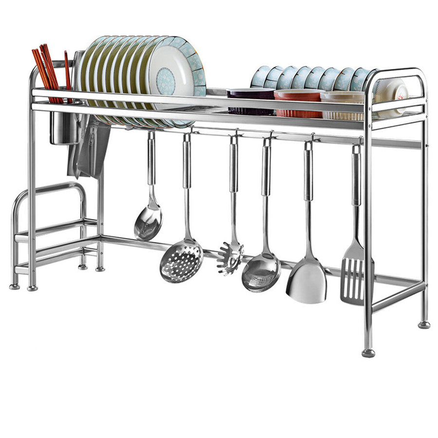 66cm,91cm Stainless Steel Over Sink Dish Drying Rack Storage Multi-functional Arrangement for Kitchen Counter Image 1