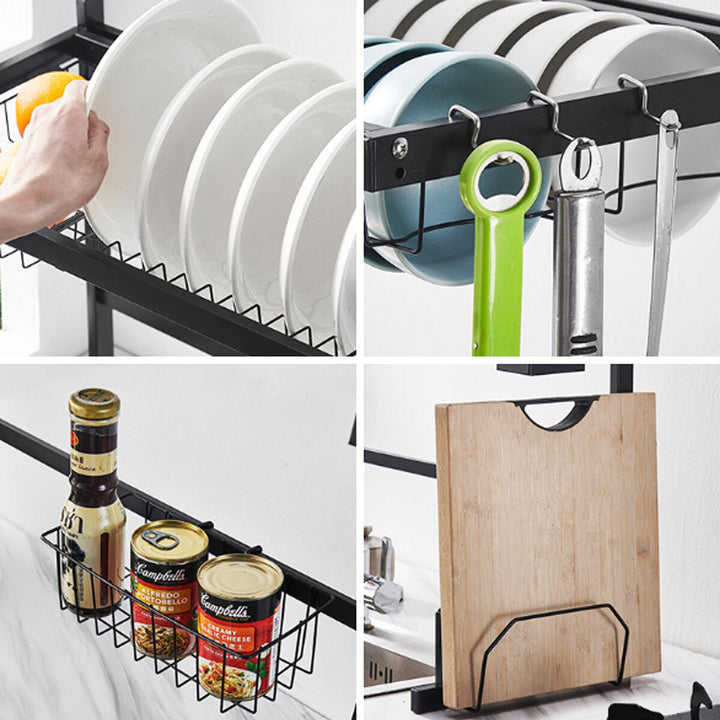 65,85CM Dish Drying Rack Organizer Over Sink Kitchen Draining Storage Holder Drain Rack Image 4