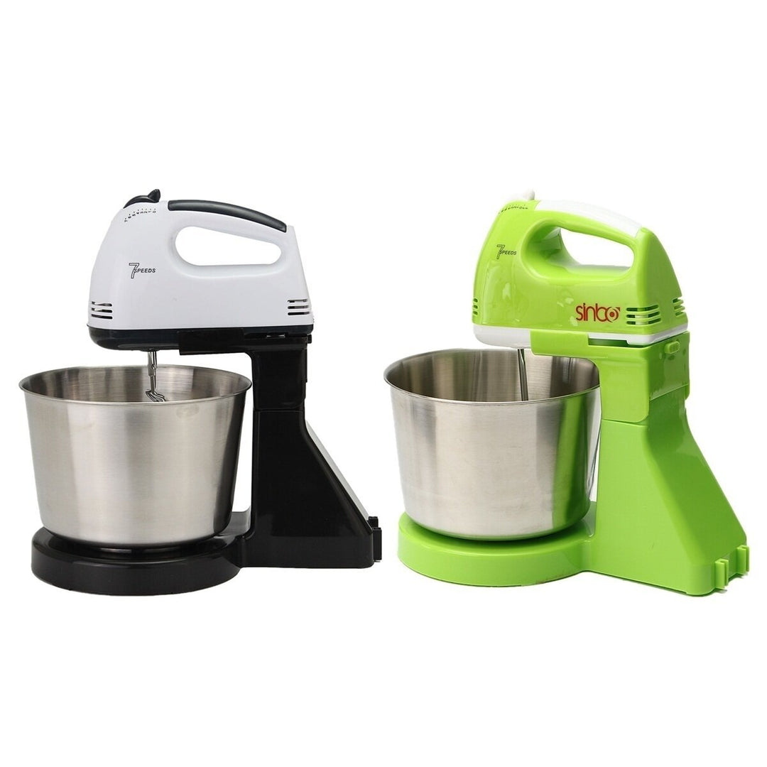 7 Speed Electric Egg Beater Dough Cakes Bread Egg Stand Mixer + Hand Blender + Bowl Food Mixer Kitchen Accessories Egg Image 1