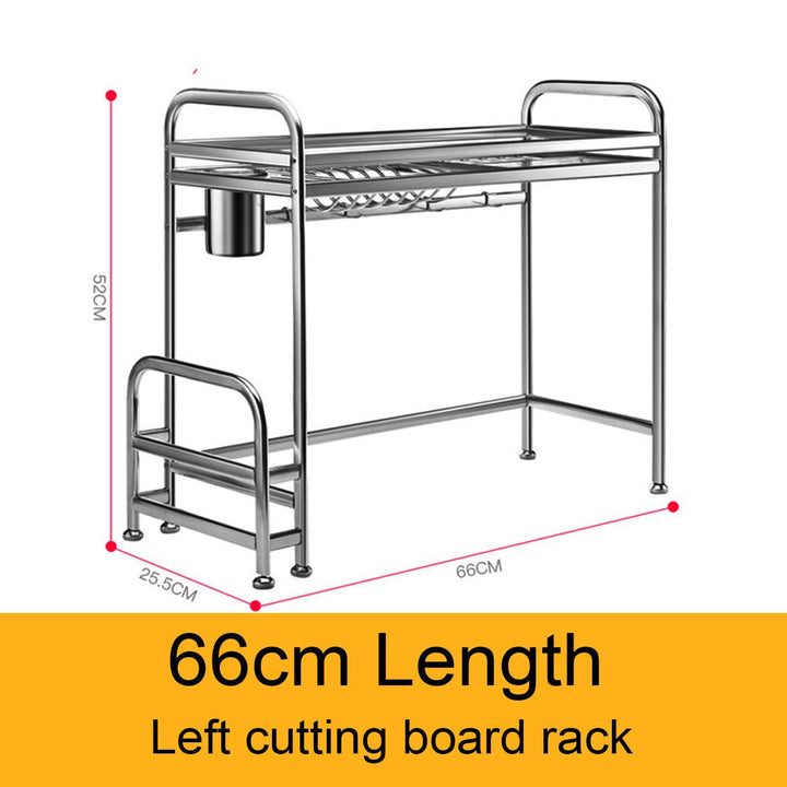 66cm,91cm Stainless Steel Over Sink Dish Drying Rack Storage Multi-functional Arrangement for Kitchen Counter Image 1