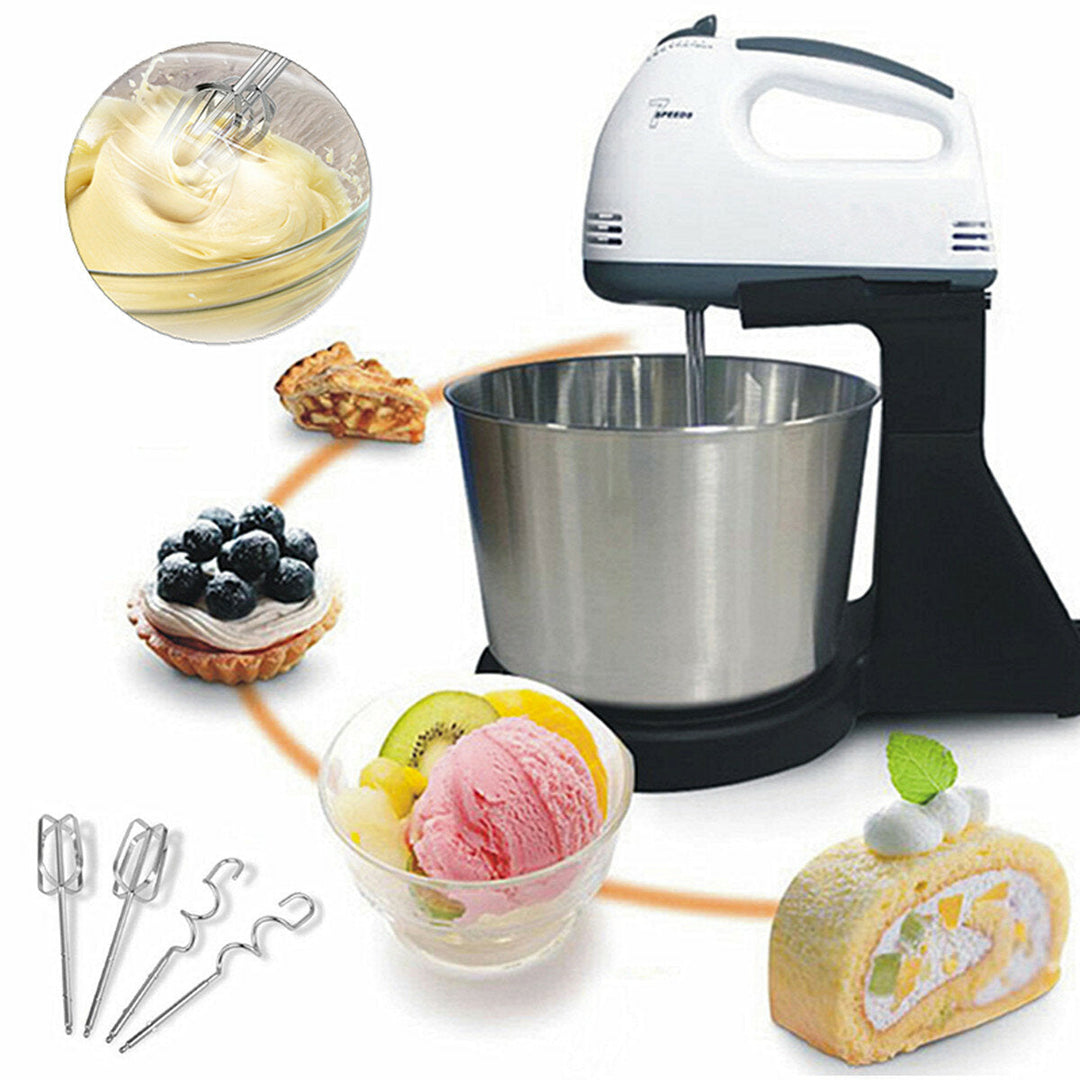 7 Speed Electric Egg Beater Dough Cakes Bread Egg Stand Mixer + Hand Blender + Bowl Food Mixer Kitchen Accessories Egg Image 4