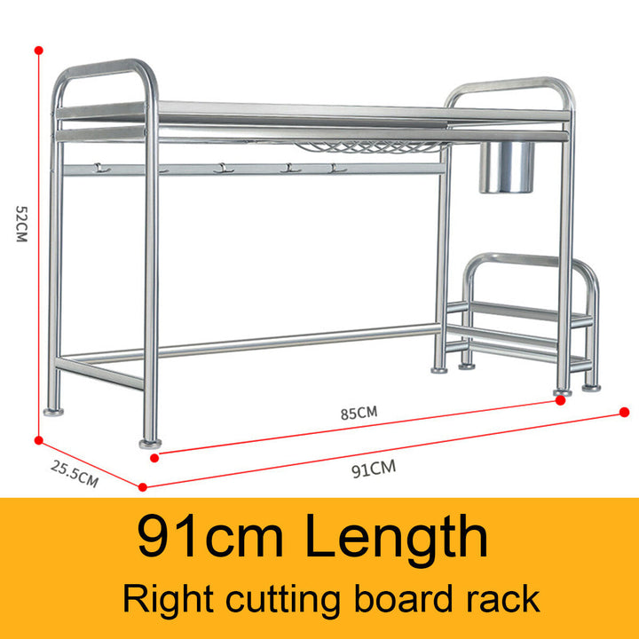 66cm,91cm Stainless Steel Over Sink Dish Drying Rack Storage Multi-functional Arrangement for Kitchen Counter Image 9