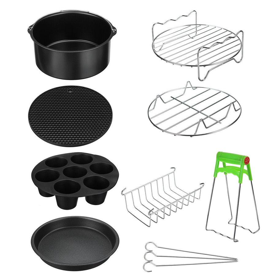 7,8 Inch Air Fryer Accessories Baking Basket Pizza Pan Home Kitchen Tools Image 1