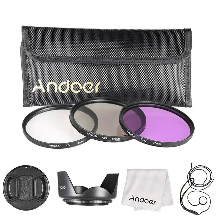 67mm Filter Kit (UV+CPL+FLD) + Nylon Carry Pouch Lens Cap Holder Hood Image 6