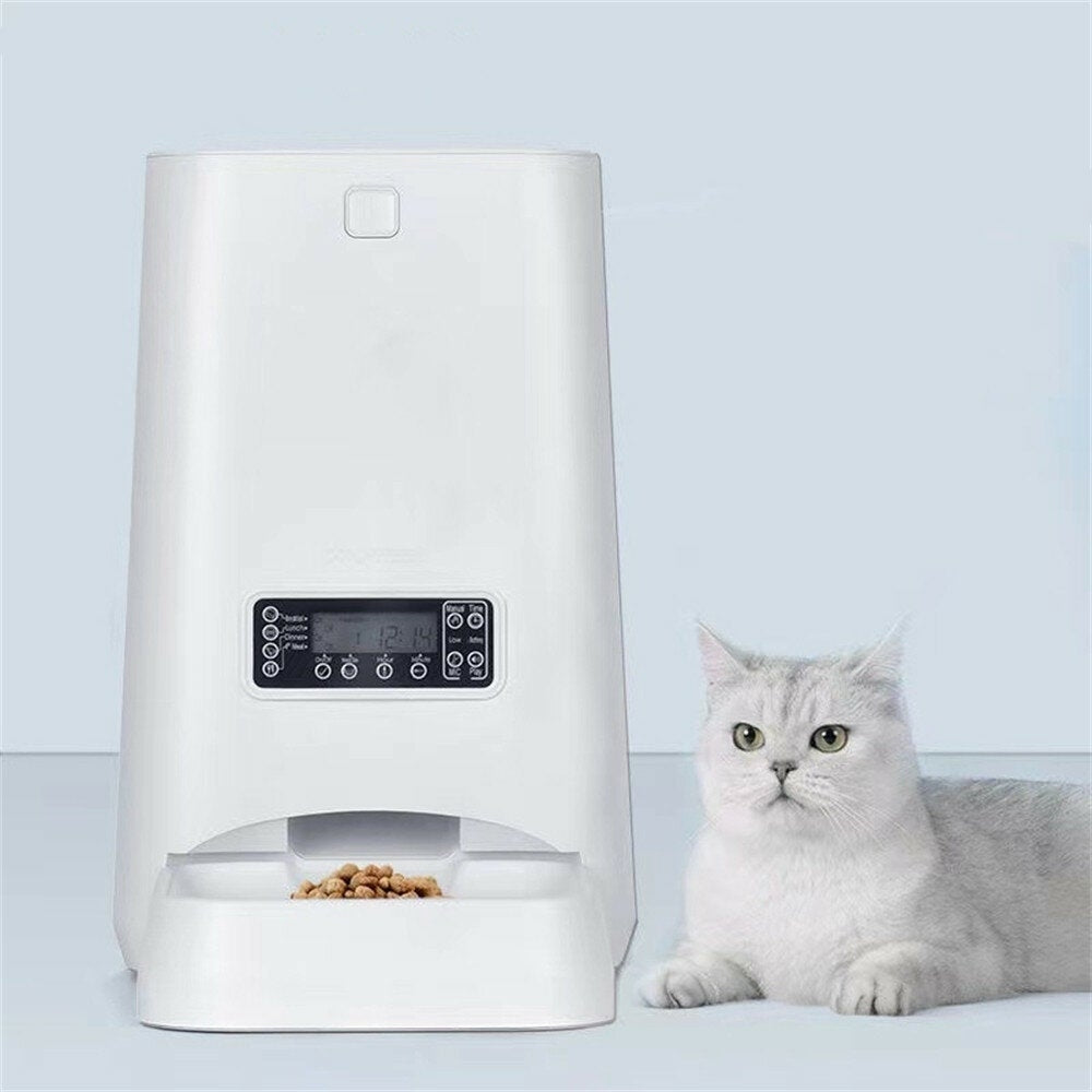 6L Intelligent Pet Feeder Voice Recording Button Control Dog Cat Feeder Anti-food Jammed Design Image 2