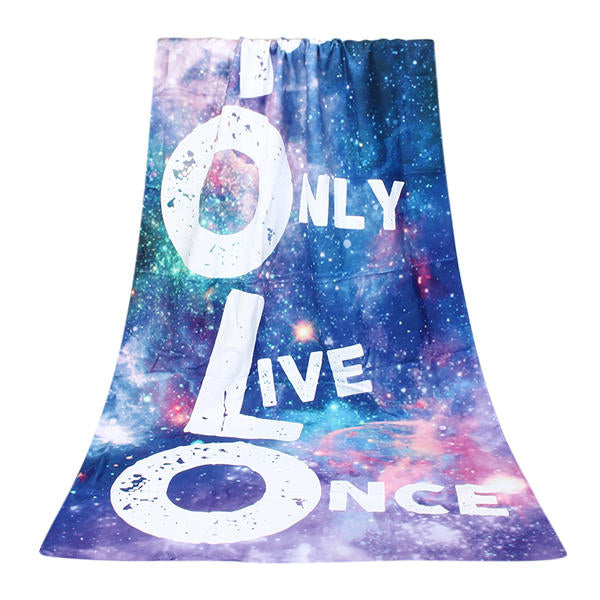 70x140cm Polyester Fiber Galaxy YOLO Pattern Bath Beach Towel Soft Reactive Print Washcloth Image 1