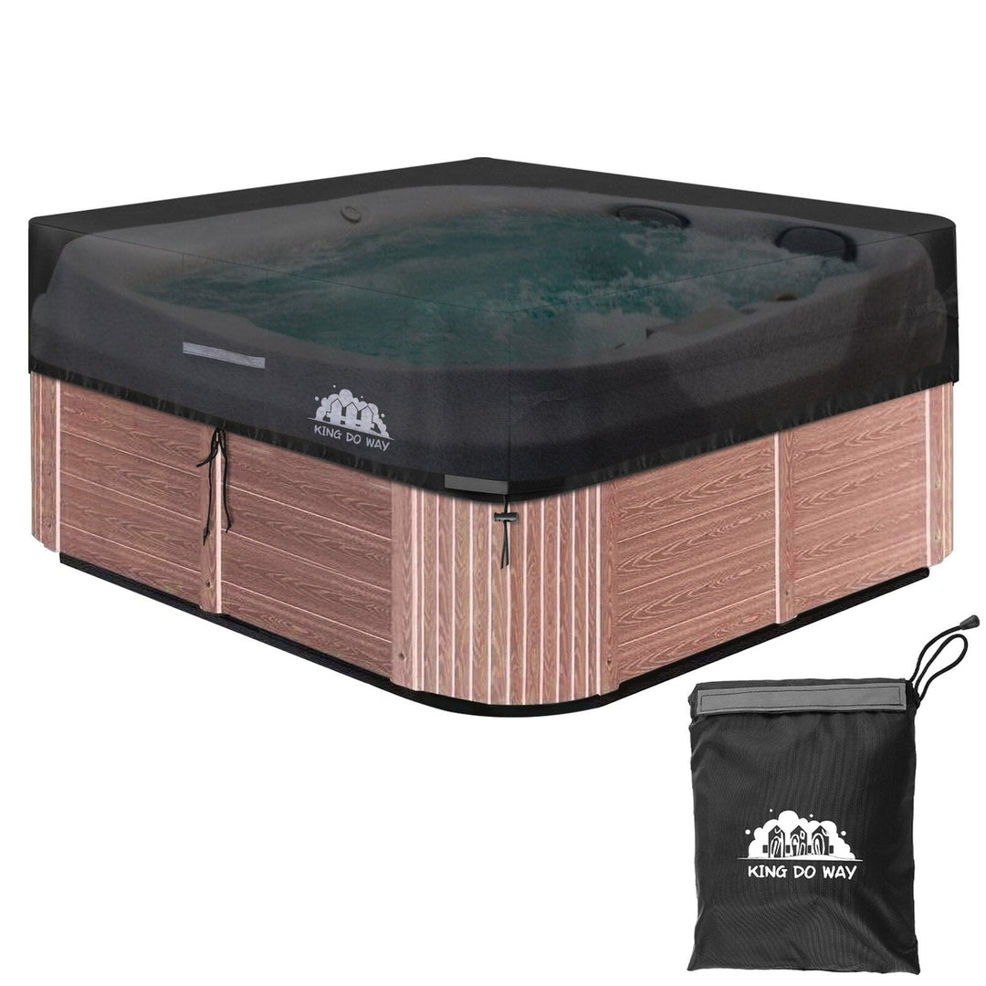 76inch Black Heavy Duty Hot Tub Cover Water-Resistant Polyester Spa Cover Image 4