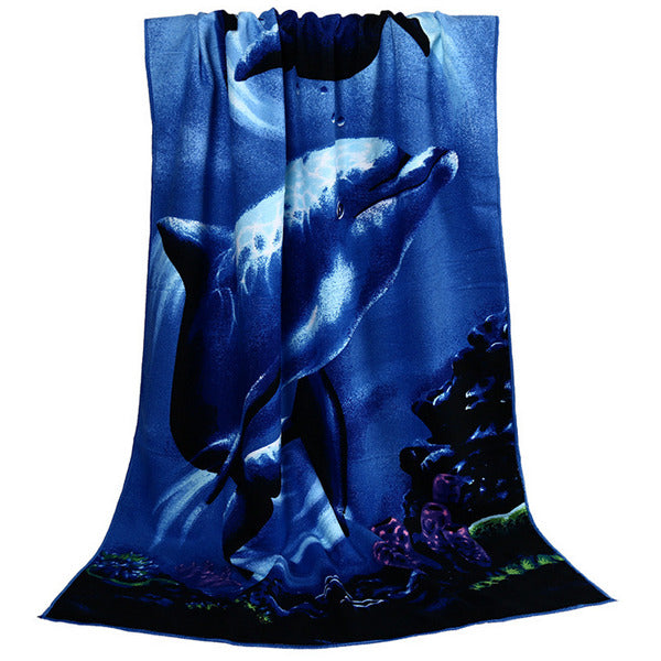 70x150cm Blue Dolphin Penguin Print Absorbent Microfiber Beach Towels Quick Dry Bath Towel Image 6