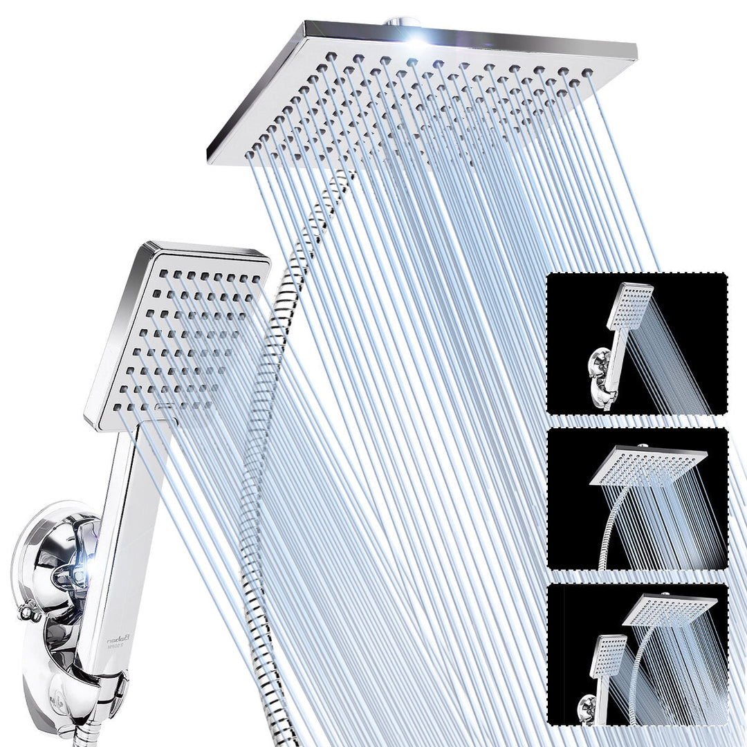 8 Inch Large Angle-adjustable Square Shower Head Electroplating Five Piece Set Image 1