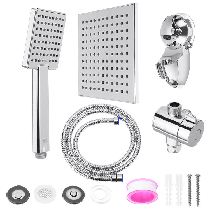 8 Inch Large Angle-adjustable Square Shower Head Electroplating Five Piece Set Image 3