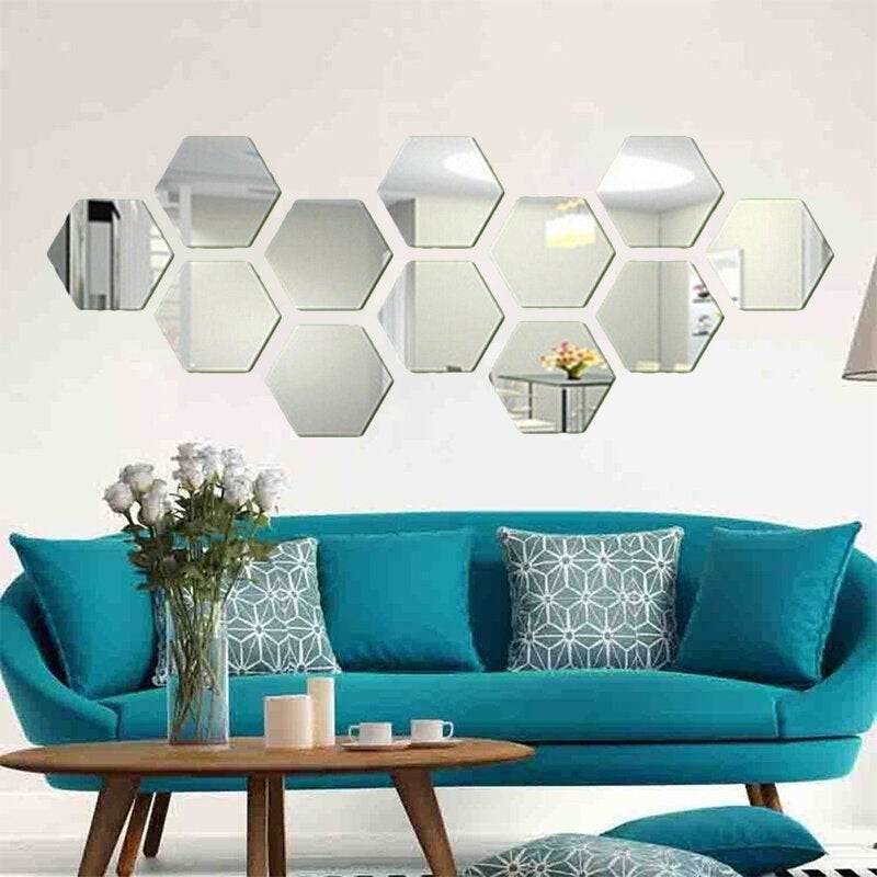 7Pcs Mirror Hexagon Removable Acrylic Wall Stickers Art DIY Home Decoration Image 2