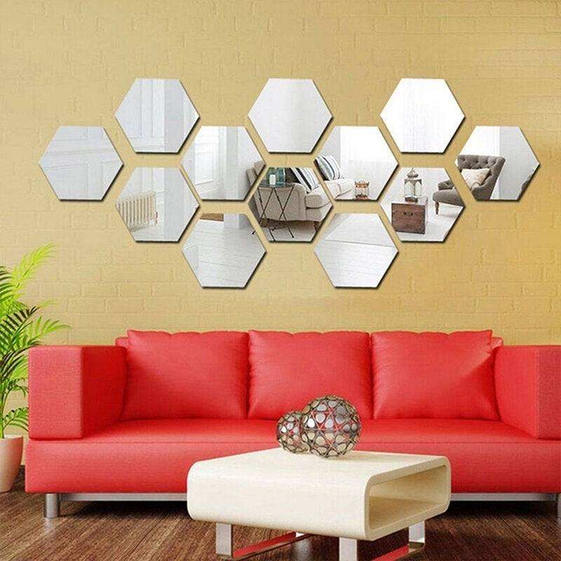 7Pcs Mirror Hexagon Removable Acrylic Wall Stickers Art DIY Home Decoration Image 3